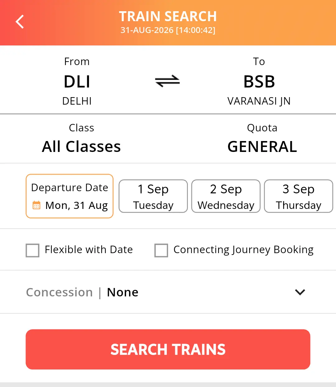 Irctc home page. from to image