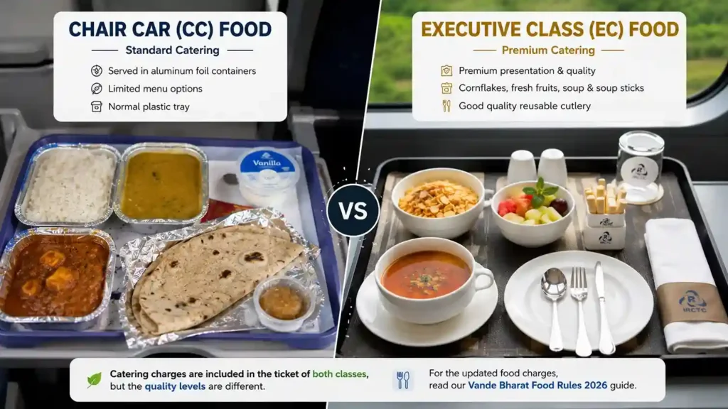 Vande Bharat CC vs EC food quality and menu items