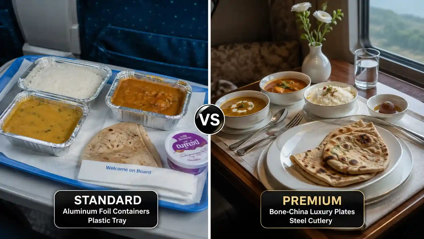 Vande Bharat CC vs EC food menu and serving style difference